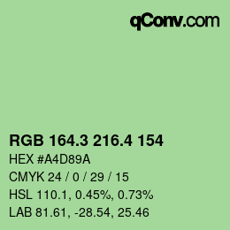 カラーコード: RGB 164.3 216.4 154 | qconv.com