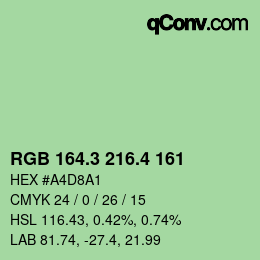 カラーコード: RGB 164.3 216.4 161 | qconv.com