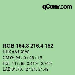 カラーコード: RGB 164.3 216.4 162 | qconv.com