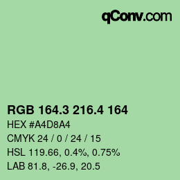 カラーコード: RGB 164.3 216.4 164 | qconv.com
