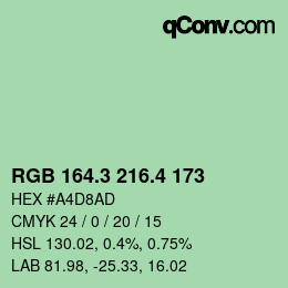 カラーコード: RGB 164.3 216.4 173 | qconv.com