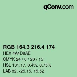 カラーコード: RGB 164.3 216.4 174 | qconv.com