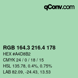 カラーコード: RGB 164.3 216.4 178 | qconv.com