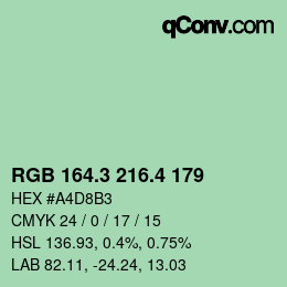 カラーコード: RGB 164.3 216.4 179 | qconv.com