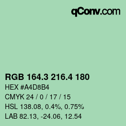 カラーコード: RGB 164.3 216.4 180 | qconv.com