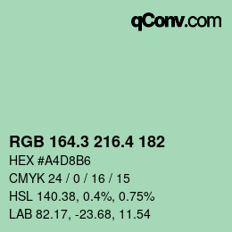 カラーコード: RGB 164.3 216.4 182 | qconv.com