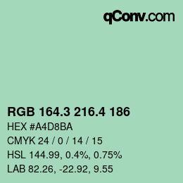 カラーコード: RGB 164.3 216.4 186 | qconv.com