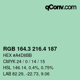 カラーコード: RGB 164.3 216.4 187 | qconv.com