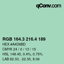 カラーコード: RGB 164.3 216.4 189 | qconv.com