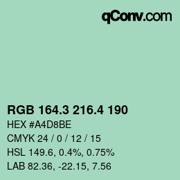 カラーコード: RGB 164.3 216.4 190 | qconv.com