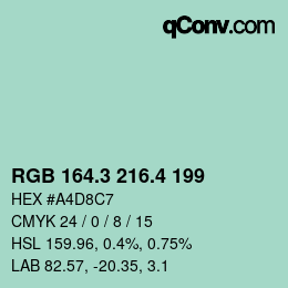 カラーコード: RGB 164.3 216.4 199 | qconv.com