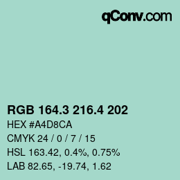 カラーコード: RGB 164.3 216.4 202 | qconv.com