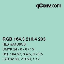 カラーコード: RGB 164.3 216.4 203 | qconv.com