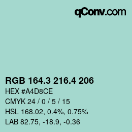 カラーコード: RGB 164.3 216.4 206 | qconv.com