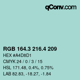 カラーコード: RGB 164.3 216.4 209 | qconv.com