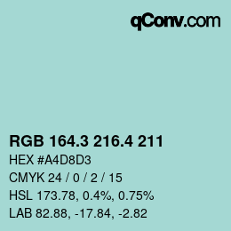 カラーコード: RGB 164.3 216.4 211 | qconv.com