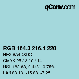 カラーコード: RGB 164.3 216.4 220 | qconv.com