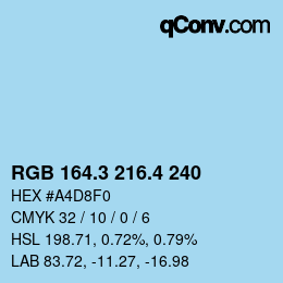 カラーコード: RGB 164.3 216.4 240 | qconv.com