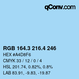 カラーコード: RGB 164.3 216.4 246 | qconv.com