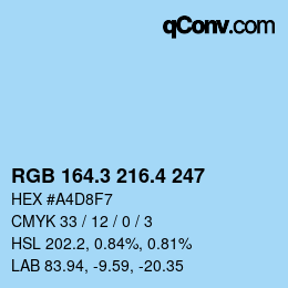 カラーコード: RGB 164.3 216.4 247 | qconv.com