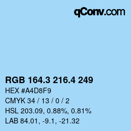 カラーコード: RGB 164.3 216.4 249 | qconv.com