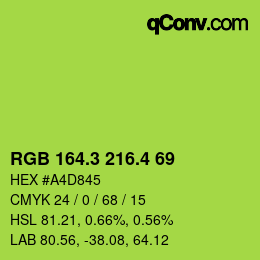 カラーコード: RGB 164.3 216.4 69 | qconv.com