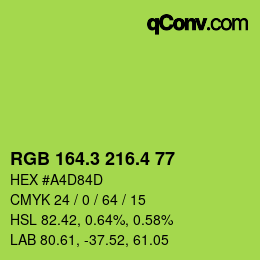 カラーコード: RGB 164.3 216.4 77 | qconv.com