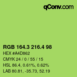 カラーコード: RGB 164.3 216.4 98 | qconv.com