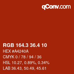 カラーコード: RGB 164.3 36.4 10 | qconv.com