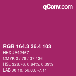 カラーコード: RGB 164.3 36.4 103 | qconv.com
