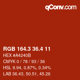 カラーコード: RGB 164.3 36.4 11 | qconv.com