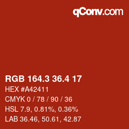 カラーコード: RGB 164.3 36.4 17 | qconv.com