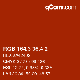 カラーコード: RGB 164.3 36.4 2 | qconv.com