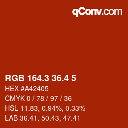 カラーコード: RGB 164.3 36.4 5 | qconv.com