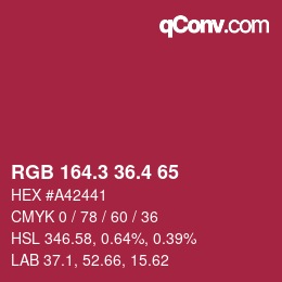 カラーコード: RGB 164.3 36.4 65 | qconv.com