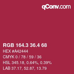 カラーコード: RGB 164.3 36.4 68 | qconv.com