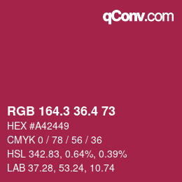 カラーコード: RGB 164.3 36.4 73 | qconv.com