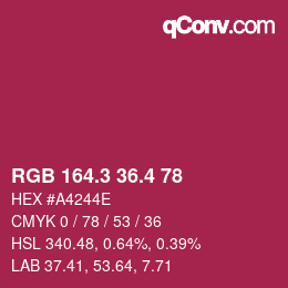カラーコード: RGB 164.3 36.4 78 | qconv.com
