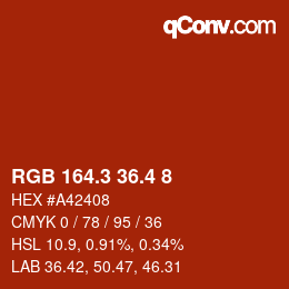 カラーコード: RGB 164.3 36.4 8 | qconv.com