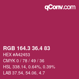カラーコード: RGB 164.3 36.4 83 | qconv.com