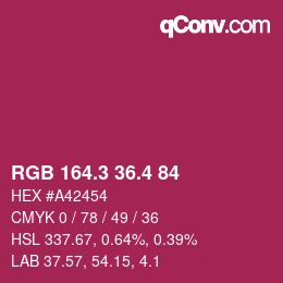 カラーコード: RGB 164.3 36.4 84 | qconv.com
