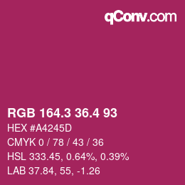 カラーコード: RGB 164.3 36.4 93 | qconv.com