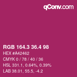 カラーコード: RGB 164.3 36.4 98 | qconv.com