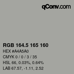 Color code: RGB 164.5 165 160 | qconv.com