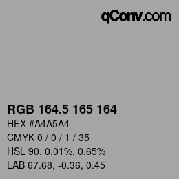 Color code: RGB 164.5 165 164 | qconv.com