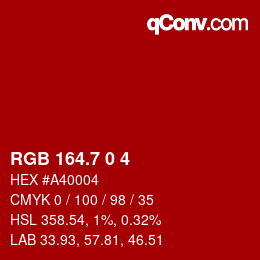 カラーコード: RGB 164.7 0 4 | qconv.com