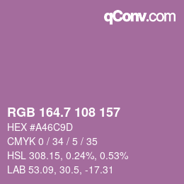 カラーコード: RGB 164.7 108 157 | qconv.com