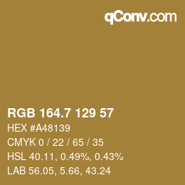 カラーコード: RGB 164.7 129 57 | qconv.com
