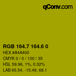 カラーコード: RGB 164.7 164.6 0 | qconv.com