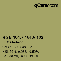 カラーコード: RGB 164.7 164.6 102 | qconv.com